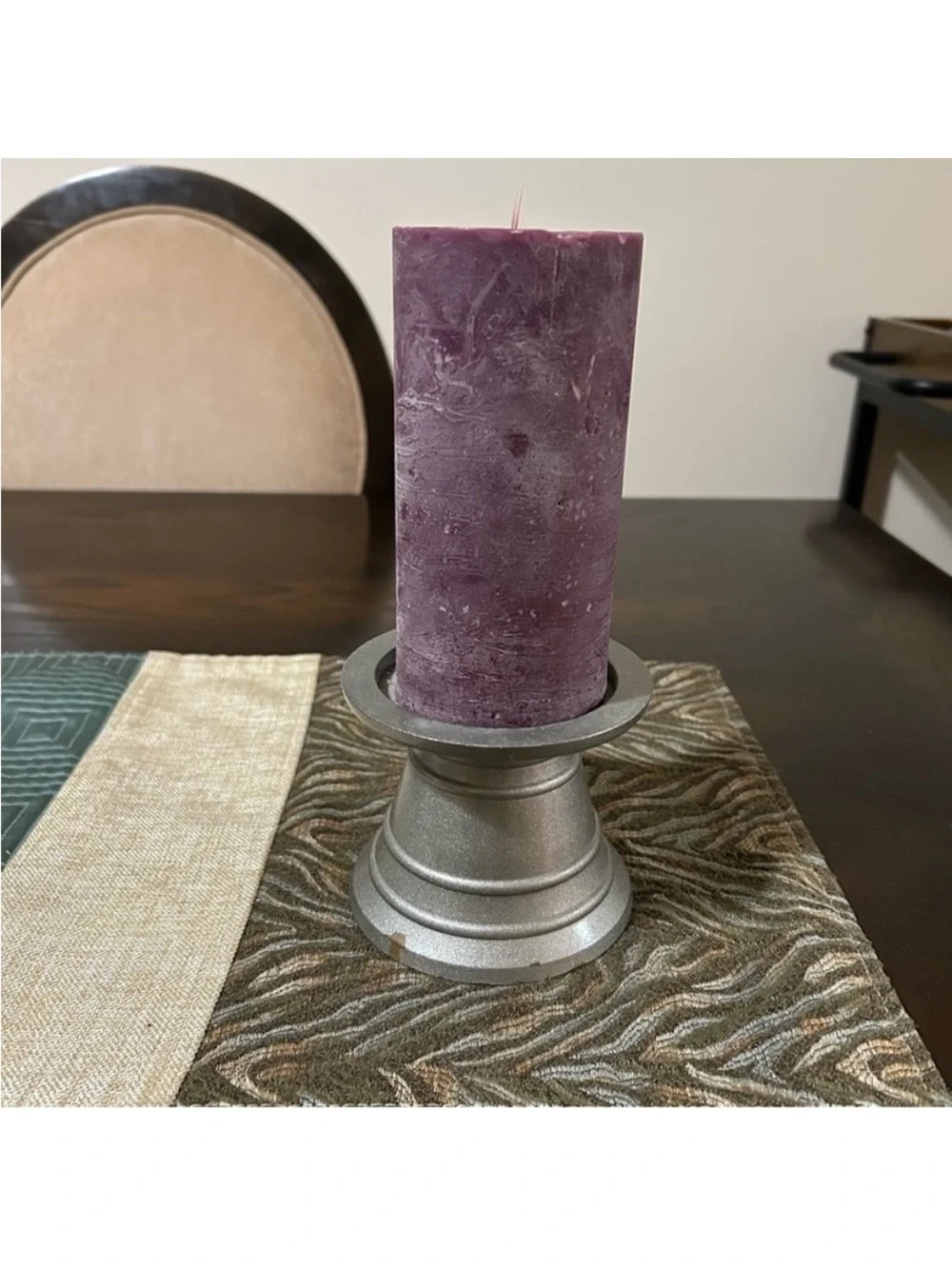 Pottery Barn Vintage 90’s Lavender Candle on Silver metal Holder home decor